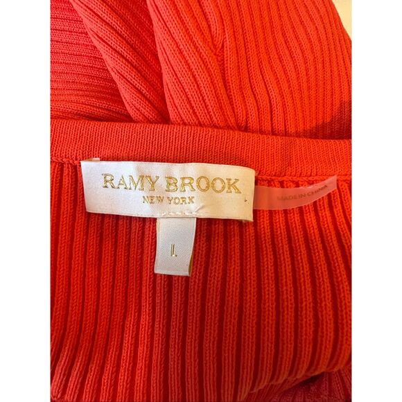 Ramy Brook Women's Orange Sleeveless Shiann Ribbed Knit Midi Dress Large NWOT - Picture 9 of 11